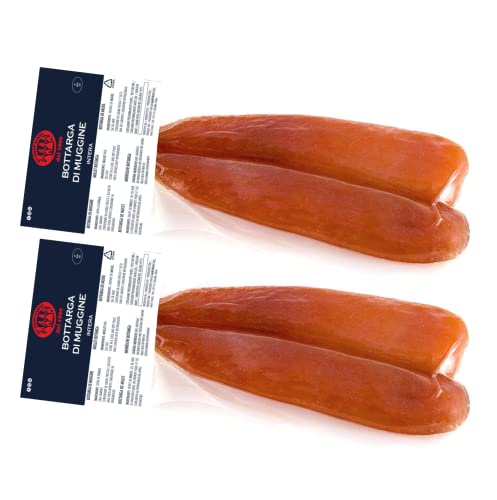 Meeräsche Bottarga Su Tianu Sardu 170g GARANTIERT - 2 Packungen mit 70/100g - Handgefertigt in Sardinien, Italien - Kaviar des Mittelmeers - Sardische Handwerksproduktion als Kosher zertifiziert von SU TIANU SARDU