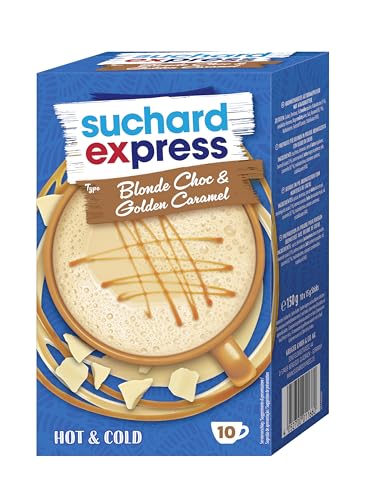 Suchard Express Blonde Choc & Golden Caramel, Trinkschokolade, 10x 15g Sticks, einzelne Tassen-Portionen, Heiß & Kalt genießen von SUCHARD EXPRESS