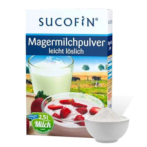 SUCOFIN Magermilchpulver 18 x 250g, Vorratspackung, Ideal als Kaffeeweißer und zum Backen, Das Milchpulver ist leicht löslich, reich an Nährstoffen und lange haltbar von SUCOFIN