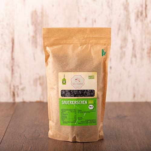 süssundclever.de® Bio Sauerkirschen | ganz | getrocknet | entsteint | 1 kg Füllmenge und in ökologisch-nachhaltiger Bio-Verpackung. von SÜSSUNDCLEVER.DE est 2016