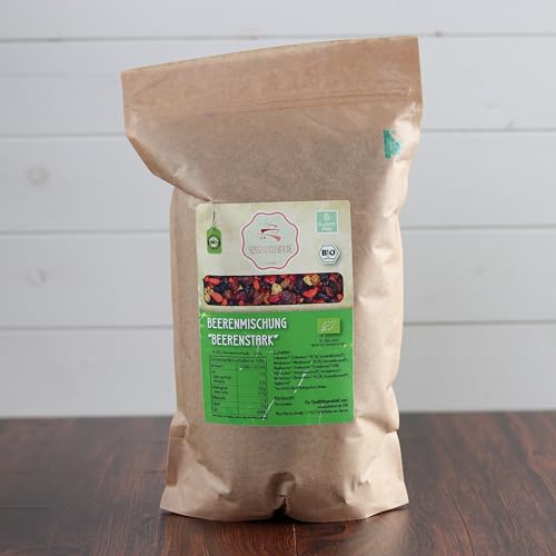 süssundclever.de® Bio Beeren-Mix | Beerenmischung | 1,0 kg | ohne Nüsse | mit Maulbeeren, Cranberries & Gojibeeren | plastikfrei und ökologisch-nachhaltig abgepackt von SÜSSUNDCLEVER.DE est 2016