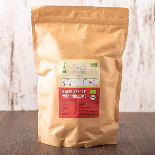 süssundclever.de® Bio Marshmallows Vanille | vegan | 700 g | plastikfrei und ökologisch-nachhaltig abgepackt von SÜSSUNDCLEVER.DE est 2016