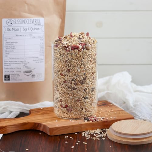 süssundclever.de® Bio Müsli Qoji-Quinoa | 1,0 kg | ohne Zuckerzusatz | mit Gojis, Maulbeeren & Quinoa | ökologisch-nachhaltig abgepackt von SÜSSUNDCLEVER.DE est 2016