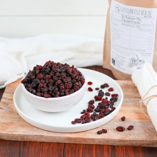 süssundclever.de® Bio Rosinen-Mix | 1,0 kg | mit Weinbeeren, Korinthen und Sultaninen | ohne Zuckerzusatz | ökologisch-nachhaltig abgepackt von SÜSSUNDCLEVER.DE est 2016