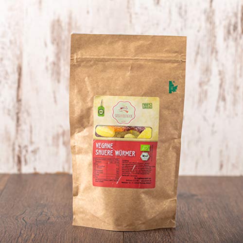 süssundclever.de® Bio saure Fruchtwürmer | vegan | 1,0 kg | Fruchtgummi | plastikfrei und ökologisch-nachhaltig abgepackt von SÜSSUNDCLEVER.DE est 2016