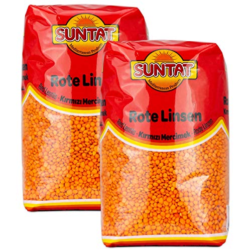 Suntat - Orientalische Rote Linsen aus der Türkei im 2er Set à 1 kg je Packung (2 kg) von SUNTAT