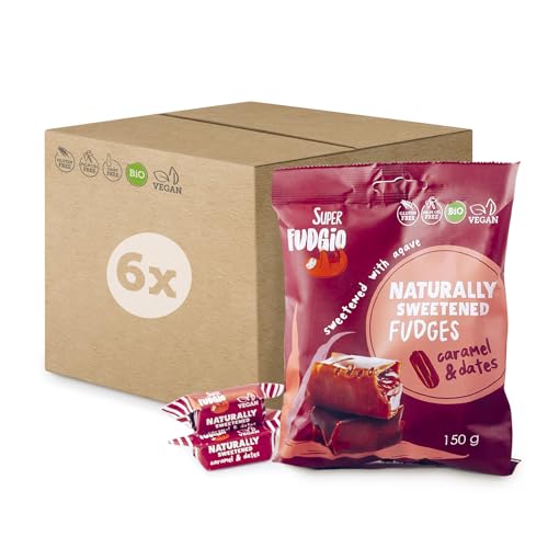 SUPER FUDGiO BIO Bonbons - Agave und Dattel - Vegan und Glutenfrei - Organic Karamellbonbons ohne Palmöl - mit Bio Kokosmilch und Kokosnusszucker | 6x150g Multipack von SUPER FUDGiO