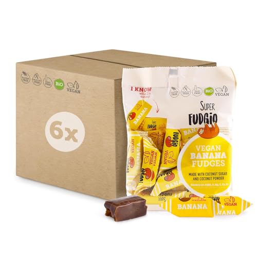 SUPER FUDGiO BIO Bonbons - Banane - Vegan und Glutenfrei - Organic Karamellbonbons ohne Palmöl - mit Bio Kokosmilch und Kokosnusszucker | 6x150g Multipack | Banane von SUPER FUDGiO