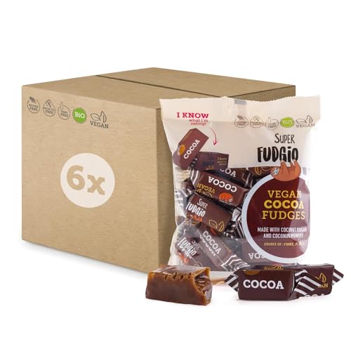 SUPER FUDGiO BIO Bonbons - Kakao - Vegan und Glutenfrei - Organic Karamellbonbons ohne Palmöl - mit Bio Kokosmilch und Kokosnusszucker | 6x150g Multipack | Kakao von SUPER FUDGiO