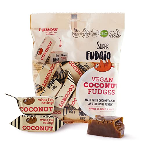 SUPER FUDGiO BIO Bonbons - Kokos - Vegan und Glutenfrei - Organic Karamellbonbons ohne Palmöl - mit Bio Kokosmilch und Kokosnusszucker | 150g | Geschmack: Kokonuss von SUPER FUDGiO