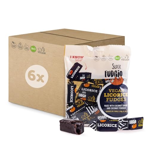 SUPER FUDGiO BIO Bonbons - Lakritz - Vegan und Glutenfrei - Organic Karamellbonbons ohne Palmöl - mit Bio Kokosmilch und Kokosnusszucker | 6x150g von SUPER FUDGiO