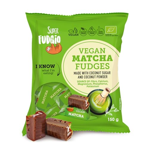 SUPER FUDGiO BIO Bonbons - Matcha - Vegan und Glutenfrei - Organic Karamellbonbons ohne Palmöl - mit Bio Kokosmilch und Kokosnusszucker | 150g von SUPER FUDGiO