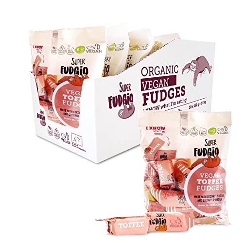 SUPER FUDGiO BIO Bonbons - Toffee - Vegan und Glutenfrei - Organic Karamellbonbons ohne Palmöl - mit Bio Kokosmilch und Kokosnusszucker | 10 er Pack von SUPER FUDGiO