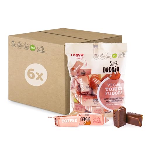 SUPER FUDGiO BIO Bonbons - Toffee - Vegan und Glutenfrei - Organic Karamellbonbons ohne Palmöl - mit Bio Kokosmilch und Kokosnusszucker | 6x150g Multipack | Toffee von SUPER FUDGiO