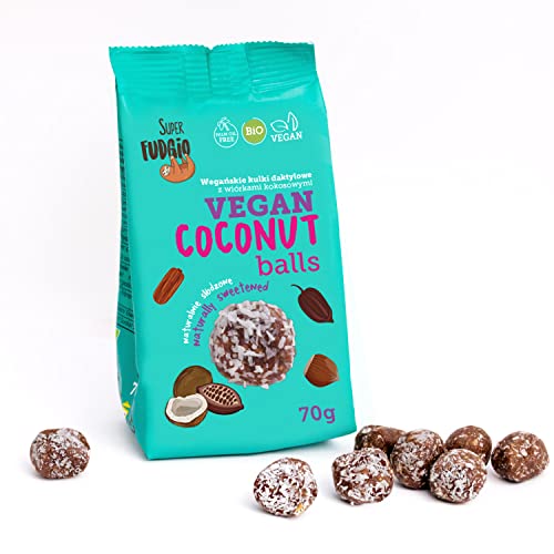 SUPER FUDGiO BIO Dattel-Kokos Kugeln | Energy Balls 70 g | Vegan & Gesunde Snacks für Zwischendurch (1 Stück) von SUPER FUDGiO
