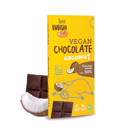 SUPER FUDGiO BIO Vegane Kokosnuss-Schokolade | Organic und Glutenfrei | Kakaomasse min. 50% | 80g von SUPER FUDGiO