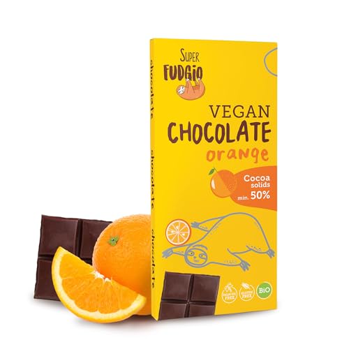 SUPER FUDGiO BIO Vegane Orangenschokolade| Organic und Glutenfrei | Kakaomasse min. 50% | über Kokosnussmilch | 80g von SUPER FUDGiO