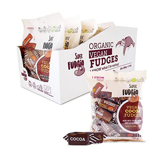 SUPER FUDGiO Bio Bonbons -Kakao – Vegan und Glutenfrei ohne Palmöl - mit 100% Bio Kokosmilch und Kokosnusszucker | 10 X 150g Multipack von SUPER FUDGiO