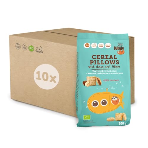 SUPER FUDGiO Bio Frühstücks-Cerealien | Glutenfrei Vegane | ohne Künstliche Aromen | mit Schokoladen-Haselnuss-Creme 200 g (10er Pack) von SUPER FUDGiO