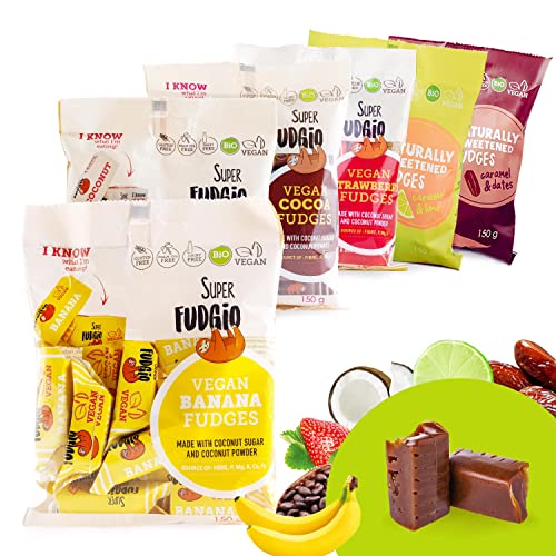 SUPER FUDGiO BIO Bonbons - Favoriten Mix - Vegan und Glutenfrei - Organic Karamellbonbons ohne Palmöl - mit Bio Kokosmilch und Kokosnusszucker | 6 x 150g Multipack von SUPER FUDGiO
