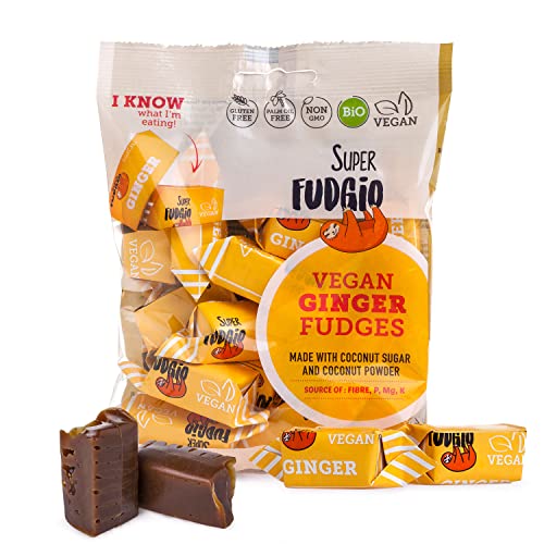SUPER FUDGiO BIO Bonbons – Ingwer - Vegan und Glutenfrei - Organic Karamellbonbons ohne Palmöl - mit Bio Kokosmilch und Kokosnusszucker | 150g Ingwer von SUPER FUDGiO