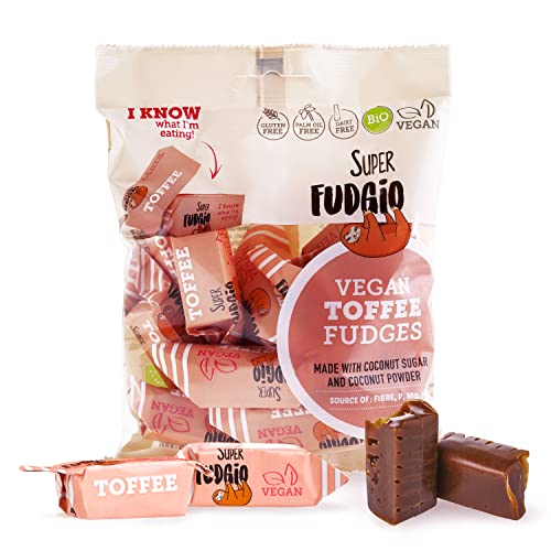 SUPER FUDGiO BIO Bonbons - Toffee - Vegan und Glutenfrei - Organic Karamellbonbons ohne Palmöl - mit Bio Kokosmilch und Kokosnusszucker | 150g | Geschmack: Toffee von SUPER FUDGiO