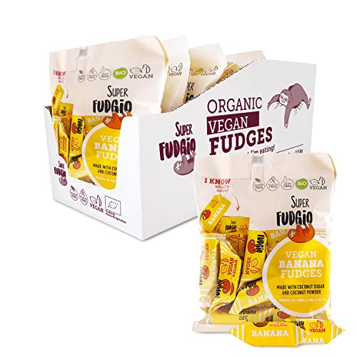 SUPER FUDGiO Organic Bonbons - Banana – Vegan und Glutenfrei - ohne Palmöl - mit Bio Kokosmilch und Kokosnusszuckerr | 10 X 150g von SUPER FUDGiO