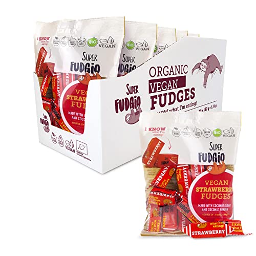 SUPER FUDGiO Organic Bonbons - Erdbeere - Vegan und Glutenfrei - Bio Karamellbonbons ohne Palmöl - mit Bio Kokosmilch und Kokosnusszucker | 10x150g von SUPER FUDGiO