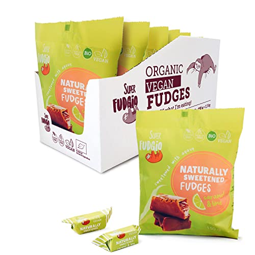 SUPER FUDGiO Organic Bonbons- Karamell und Limette – Vegan und Glutenfrei ohne Palmöl - mit Bio Kokosmilch und Kokosnusszucker | 10 X 150g von SUPER FUDGiO