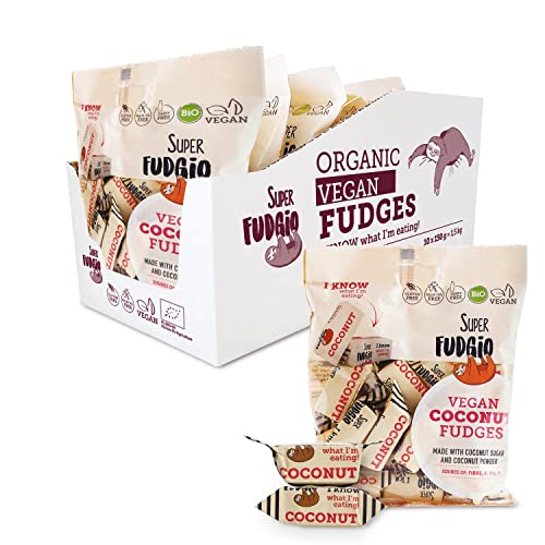 SUPER FUDGiO Organic Bonbons - Kokosnuss – Vegan und Glutenfrei - Bio Karamellbonbons ohne Palmöl - mit Bio Kokosmilch und Kokosnusszucker | 10 X 150g Multipack von SUPER FUDGiO