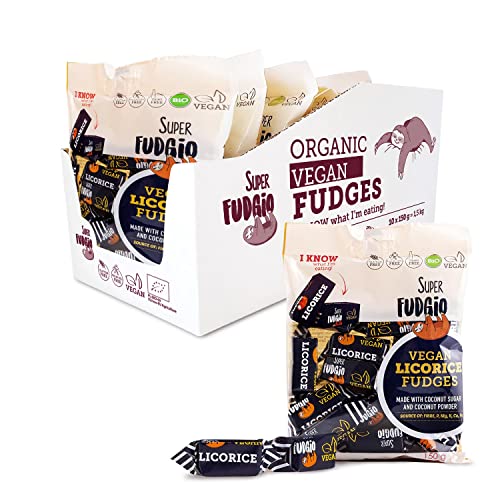 SUPER FUDGiO Organic Bonbons - Lakritz – Vegan und Glutenfrei ohne Palmöl - mit Bio Kokosmilch und Kokosnusszucker | 10 X 150g von SUPER FUDGiO