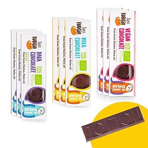 SUPER FUDGiO Organic Schokoriegel Set | BIO und zuckerfreie Süssigkeiten | Vegan - Glutenfrei | Schokolade Snack ohne Zucker| 9-er Set SUPER FUDGiO Organic Schokoriegel Set | BIO und zuckerfreie Süssigkeiten | Vegan - Glutenfrei | Schokolade Snack ohne Zucker| 9-er Set von SUPER FUDGiO