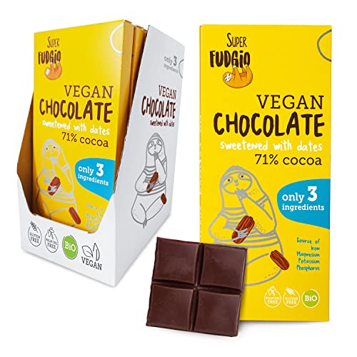 SUPER FUDGiO BIO vegane Schokolade aus natürlichen Organic-Zutaten | Gesüßt mit Datteln statt Zucker | Glutenfrei Vegan | 80g (Datteln, 10) von SUPER FUDGiO