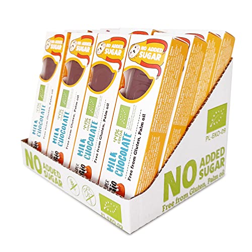 SUPER FUDGiO BIO Schokoriegel Set | Organic und zuckerfreie Süssigkeiten | Glutenfrei | Schokolade Snack ohne Zucker| Milchschokolade | 16-er Set von SUPER FUDGiO