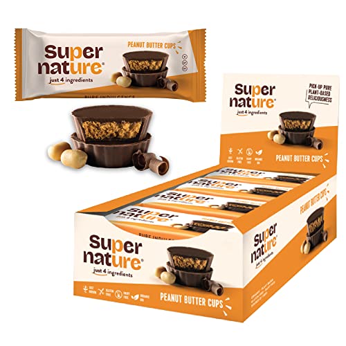 Super Nature Peanut Butter Cups Amerikanische Vegane Süßigkeiten – Glutenfreie Lebensmittel, Laktosefrei – Protein Snack aus puren, rohen Zutaten, reich an pflanzlichen Ballaststoffen (15 x 40g) von SUPER NATURE