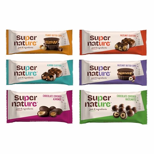 Super Nature Schokoladen Snack Box Vegane Süßigkeiten – Glutenfreie Lebensmittel, Laktosefreie Schokolade – Pure, rohe Zutaten – Reich an pflanzlichen Ballaststoffen (12 x 40g) von SUPER NATURE