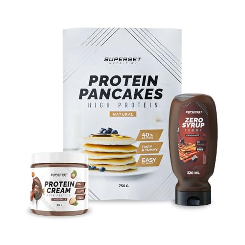 Superset Nutrition - Pack Petit-dej - Pancakes Nature - Protein Cream Chocotella + Zero Syrup Chocolate Superset Nutrition - Pack Petit-dej - Pancakes Nature - Protein Cream Chocotella + Zero Syrup Chocolate von SUPERSET NUTRITION