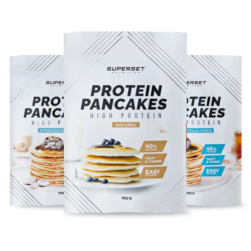 Superset Nutrition - Pancakes Proteines Stracciatella-kokosnuss (2x750g) Pancakes Proteines Natural (1x750g) von SUPERSET NUTRITION