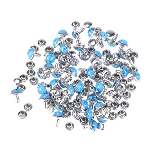 Supvox 50 stücke Türkis Nieten Nieten Knöpfe Crash Nails Verzierungen Kleidung Armband Zubehör für DIY Handwerk Schmuck Machen 8mm (Blau) von Supvox