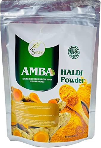 SVATV Natürliches Wildes Kurkuma-Pulver | Wild Turmeric Powder | Amba Haldi | Kasturi Manjal | Curcuma Aromatica | Für strahlende Haut | Größe – 227g von SVATV