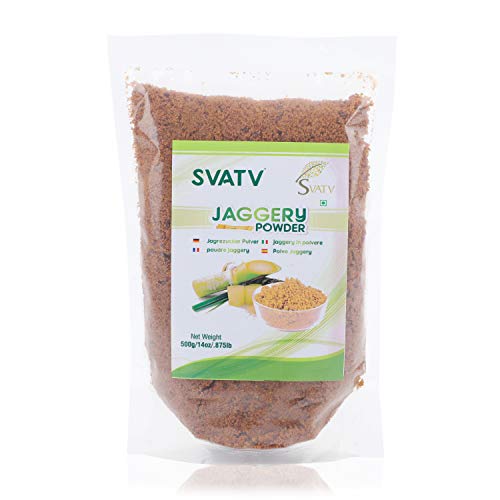 SVTAV Jaggery Pulver, handzerkleinertes Gur Pulver | natürlicher Süßstoff | brauner Zucker | indischer Zuckerrohr-Ersatz | keine Konservierungsstoffe | keine künstlichen Aromen – 500 g von SVATV