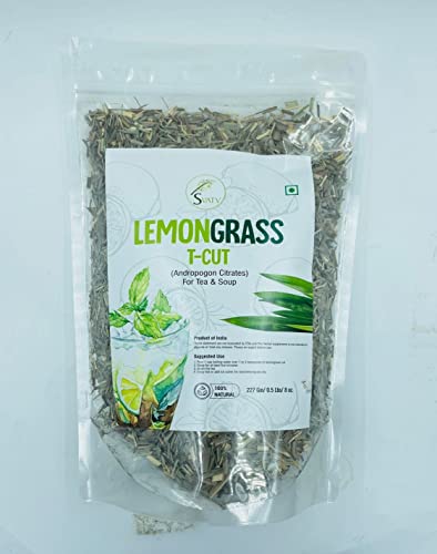 SVATV Zitronengras-Tee T-Cut für Tee und Suppen, loser Zitronengras-Tee mit antioxidativen Eigenschaften, getrocknete Kräuter, einfach zuzubereitender Kräutertee, 227 g, 0,5 Pfund, 8 Unzen von SVATV