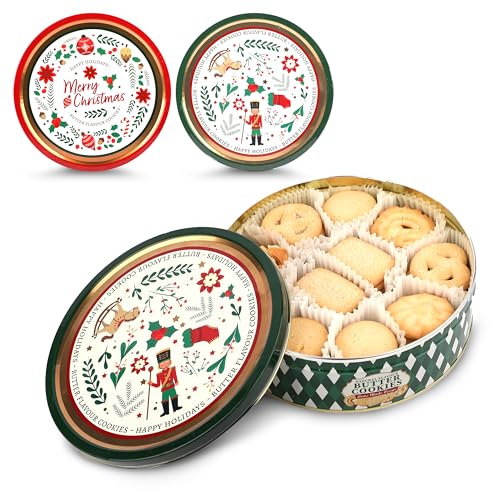 Traditionelle Weihnachtskeksdose Butterkekse 340g – Nostalgische Blechdose in Rot oder Grün (zufällige Auswahl), Weihnachtsgebäckdose & Plätzchendose von SWEET BUDDIES