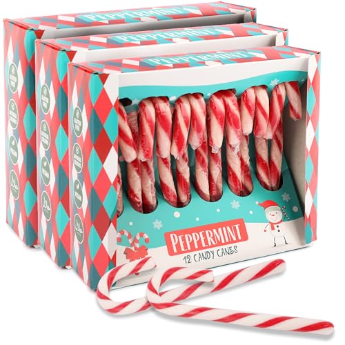 Weihnachtliche Zuckerstangen Pfefferminze Geschmack - 36 rot-weiße Candy Canes, 12g pro Stück - in roter Geschenkbox - Perfekt für Weihnachtsdeko, Baumdeko & als Süßigkeit für den Weihnachtsteller Weihnachtliche Zuckerstangen Pfefferminze Geschmack - 36 rot-weiße Candy Canes, 12g pro Stück - in roter Geschenkbox - Perfekt für Weihnachtsdeko, Baumdeko & als Süßigkeit für den Weihnachtsteller von SWEET BUDDIES