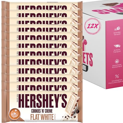 Hershey’s Schokoladen-Riegel Multipack – 12er Packung – Verschiedene Sorten zur Auswahl (Tafel, 12x Hershey´s Cookies´n´Creme Flat White) von SWEETS´N FOOD