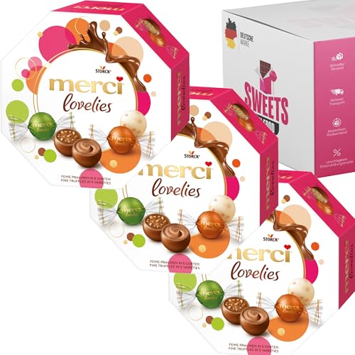 Merci Lovelies Schokolade - Perfekt als Geschenkset für Weihnachten, Ostern, Muttertag, oder Dankeschön - Feine Pralinen in verschiedenen Sorten (3 Stück, Merci Lovlies Classic) von SWEETS´N FOOD