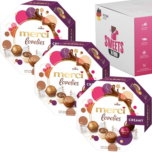 Merci Lovelies Schokolade - Perfekt als Geschenkset für Weihnachten, Ostern, Muttertag, oder Dankeschön - Feine Pralinen in verschiedenen Sorten (3 Stück, Merci Lovlies Creamy) von SWEETS´N FOOD