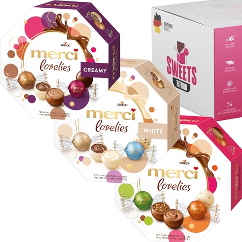 Merci Lovelies Schokolade - Perfekt als Geschenkset für Weihnachten, Ostern, Muttertag, oder Dankeschön - Feine Pralinen in verschiedenen Sorten (3 Stück, Merci Lovlies Mix) von SWEETS´N FOOD