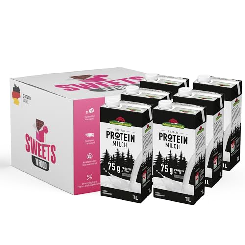 Schwarzwaldmilch Protein Milch – Fettarm Proteinmilch 6er Pack (6 x 1L) | Mit stylishem SWEETS´N FOOD Packband verpackt von SWEETS´N FOOD