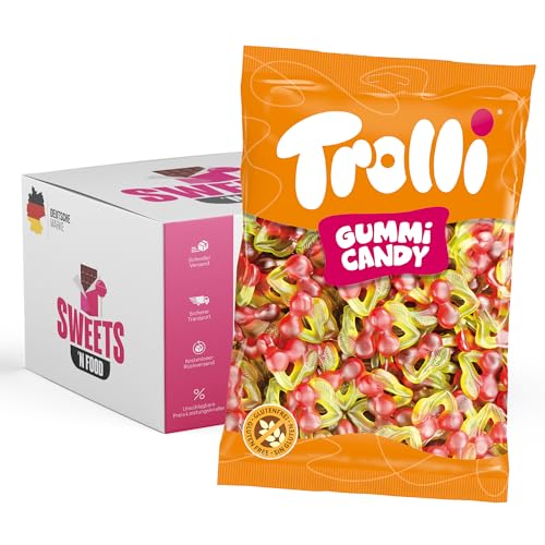 Trolli Süßigkeiten- 1 kg Beutel | Verschiedene Sorten zur Auswahl | Mit stylishem SWEETS´N FOOD Packband verpackt (Kirschen) von SWEETS´N FOOD